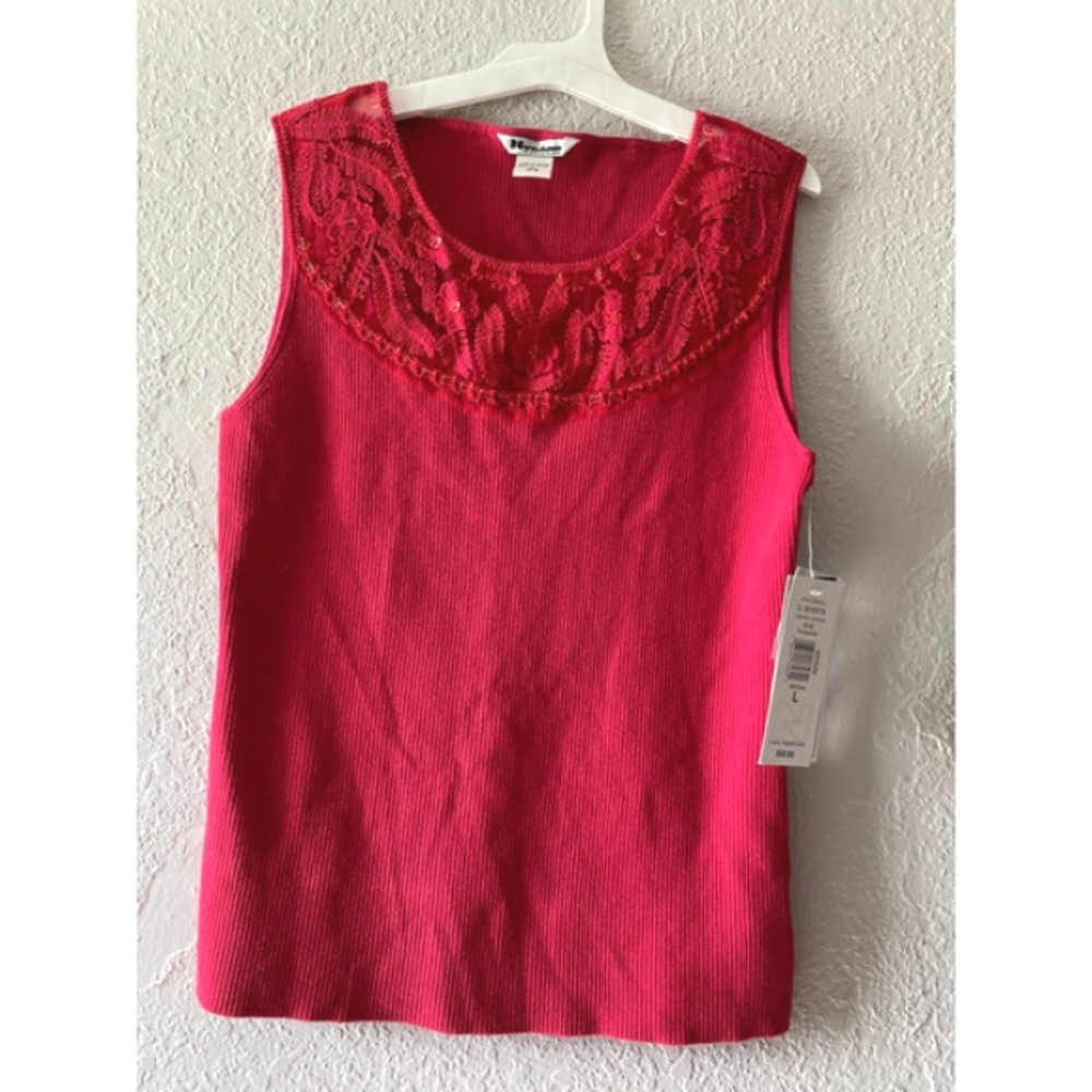 Nygard Collection Sleeveless Pomegranate Top Very Pretty Beading Size L